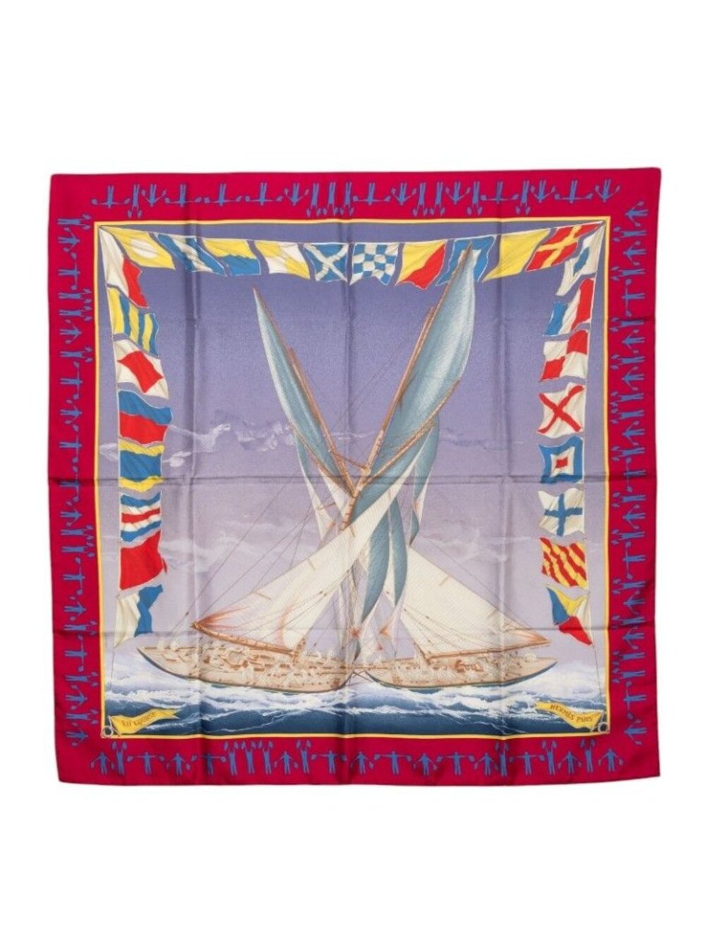 Hermes Carre 90 En Course Scarf Purple Blue Silk